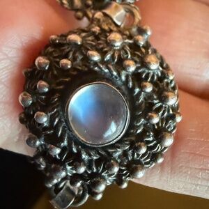 Vintage - Sterling Silver - Moonstone - Link - Bracelet - Size 6 inch